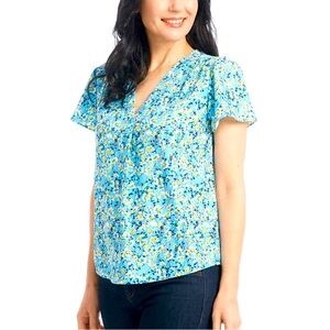 Hilary Radley Blue Floral Blouse